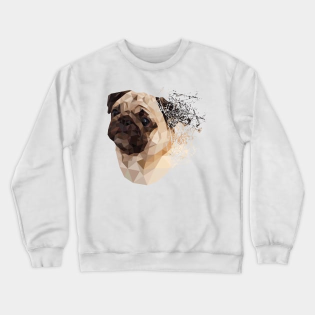 Pug Shattered Designer T-Shirt for Dog Lovers Crewneck Sweatshirt by bbreidenbach